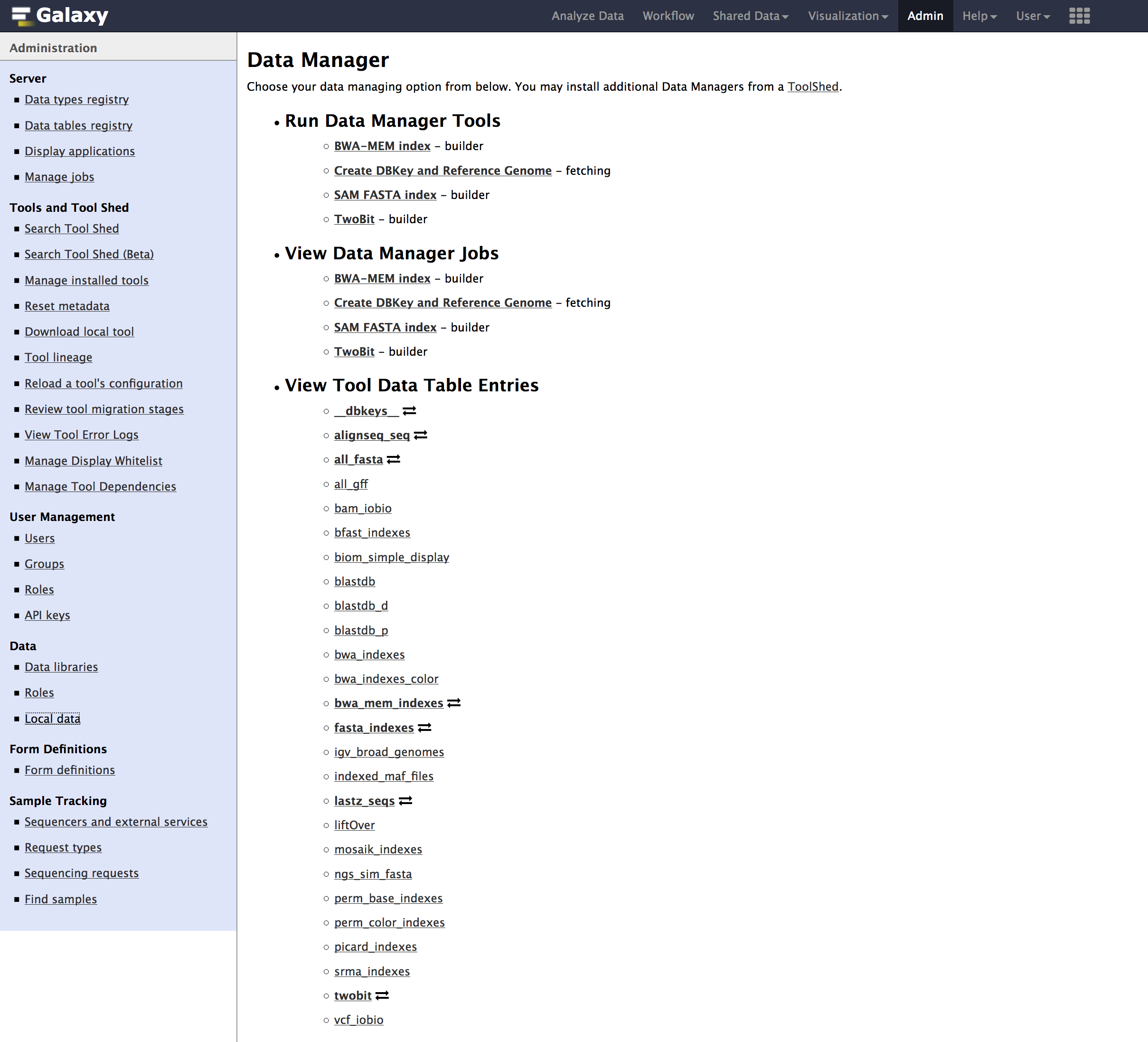 viewtools data table entries